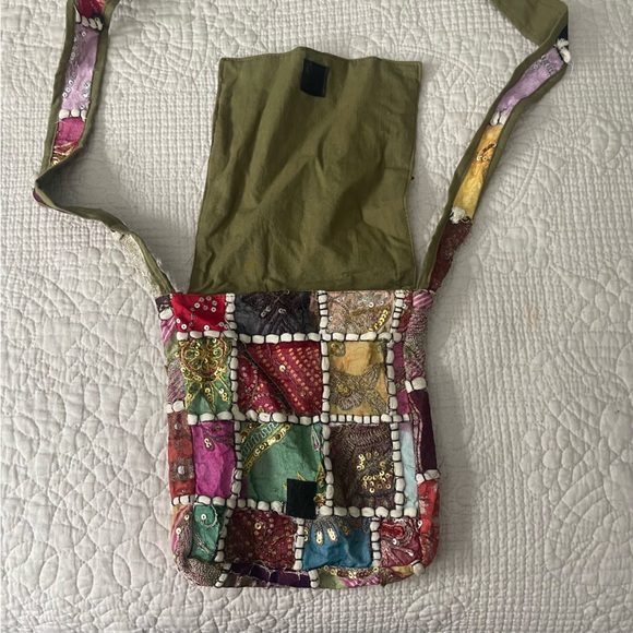 Pier 1 Imports embroidered patchwork satchel purse - Picture 6 of 7